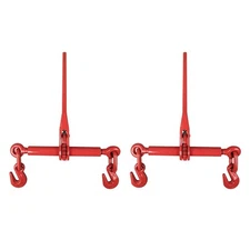 AAIN 3/8-1/2 Inches 2 Pack Red Ratchet Load Binders With 2 Grab Hooks Kit for...
