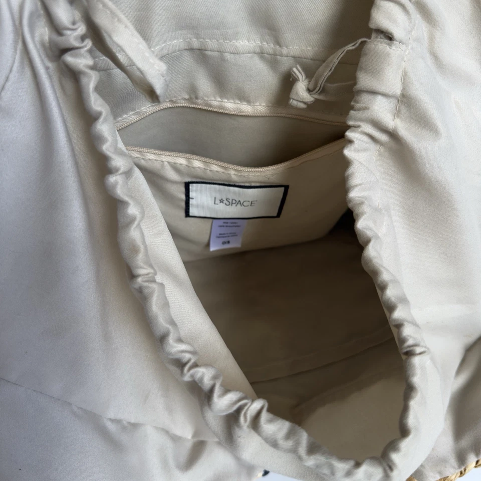 Bolso de Mano L*Space Nessa Paja Negro Bronceado Doble Asa Correa para el Hombro Cordón Playa Foto 4 de 4