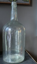 Antique Aqua Glass Demijohn Bottle Large Blue Green Jug, Rustic Display Decor