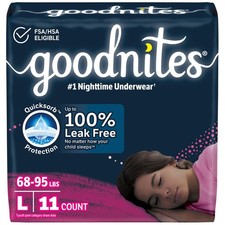 Goodnites Girls' Nighttime Bedwetting Underwear, Size Large, Multi-colored