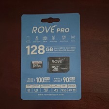ROVE PRO 128GB microSDXC Card High Speed 4K Recording Class 10 with SD Adapter