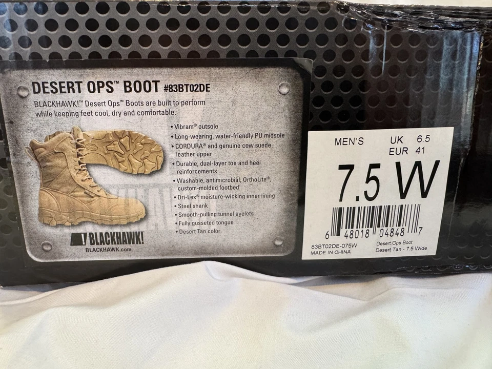 Botas Blackhawk Desert Ops Desert Tan Hombre 7.5W Mujer 9-9.5 Vibram Cordura NUEVAS Foto 2 de 4