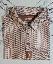 Bogey Bros Golf Polo Burnt Orange AOP Design Men's Medium Performance Cool