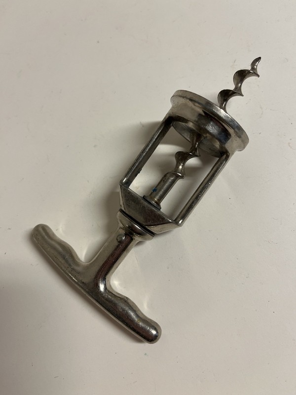 Mechanical Corkscrew Nickel Plated Wine Opener, Bose Cutlery Co, Switzerland