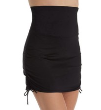 Anne Cole Navy High Waist Tummy Control Skirted Swim Bottom. Sz L. NWT