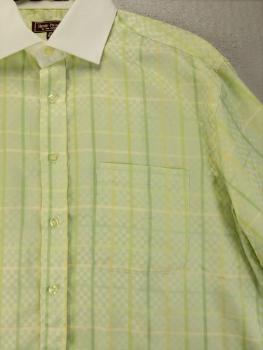 Henri Picard Vestito Camicia Polsini Francesi Verde Primaverile Righe Quadri 16,5 36/37 - Foto 5 di 13
