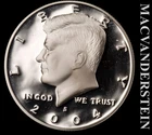 2004-S Kennedy Half Dollar- Silver- Choice Gem Proof- Luster #L5673