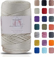 Polyester Macrame Cord 2mm x 250 Yards for Crafts, 29 Colors Available