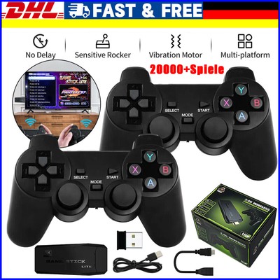 4K HD Wireless Videospielkonsole Retro 20000+ Spiele TV Stick 64GB mit 2 Gamepad