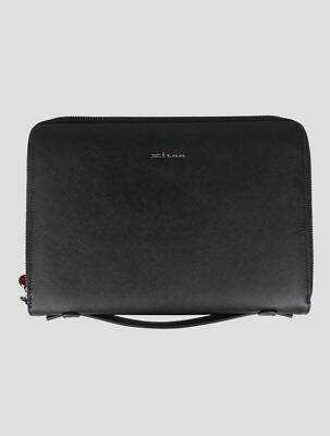 Kiton Black Leather Document Holder KBAY43 Man