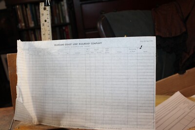1972 Vintage Seaboard Coast Line Eisenbahn Datensammlung Blatt Formular 324