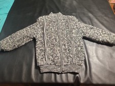 Vintage Answers by Riddles Chunky Knit Crochet Sweater Jacket Shaggy Women's M
