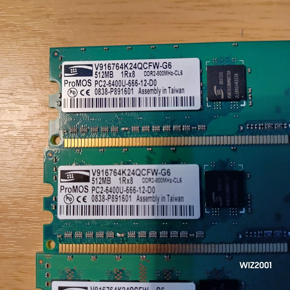 Promos 2GB kit (4 x 512MB) PC2-6400U-666-12-D0 DDR2-800 Dimm V916764K24QCFW-G6 - Image 2 of 4