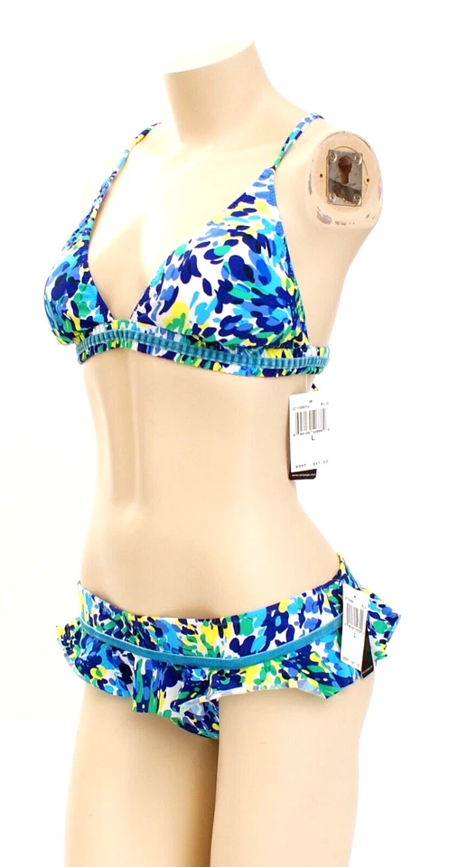 Rampage Swim 2-Piece Blue Pattern Bikini Women's L NWT - Image 2 of 4