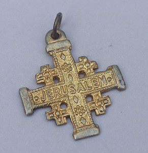 Authentic Vintage Jerusalem Cross Pendant Silver 935 Gold Plated Men Women Christmas