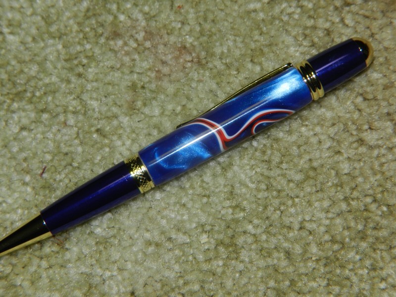 Blue Lives Matter Twist Pen W/Chrome Trim / Blue Body with Red &  White Accents
