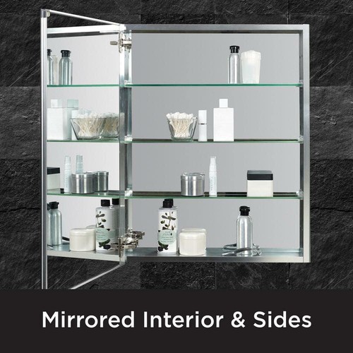 Zenna Home Medicine Cabinet Beveled Mirror Aluminum Frameless 30 in. Height - Picture 2 of 7
