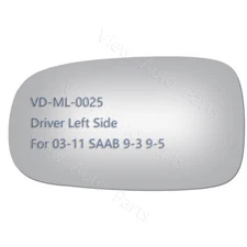 Replacement Outside Mirror Glass for 2003-2011 Saab 9-3 93 Driver Left Side LH