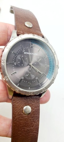Mens Large Structure Watch Brown Band . - Imagen 3 de 6