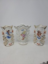(3) Vintage porcelain vases made in Belgium circa 1940s
