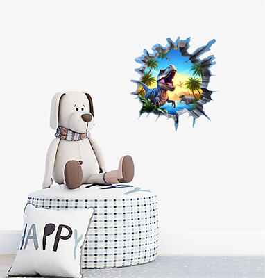 Niedliche bunte Dinosaurier-Wandbilder mit gerissenem Loch Schlafzimmer Vinylaufkleber Abziehbilder a9307