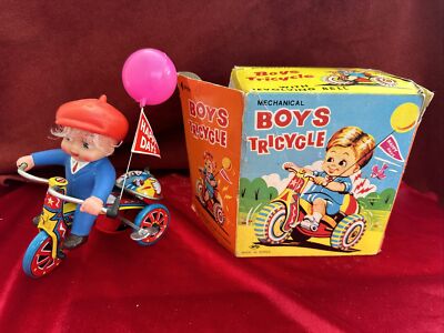 Mechanical BOYS TRICYCLE with Revolving Bell in Original Box ( Korea made )