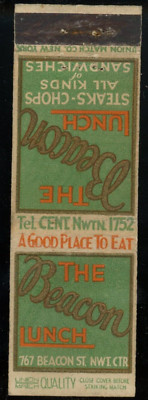 UNION MATCH QUALITY / The Beacon Lunch steaks & chops matchbook matchcover