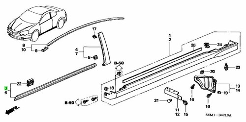 HONDA Genuine Integra R+L Door Window Molding 72410-S6M-003 72450-S6M-003 Set JP - Picture 2 of 3