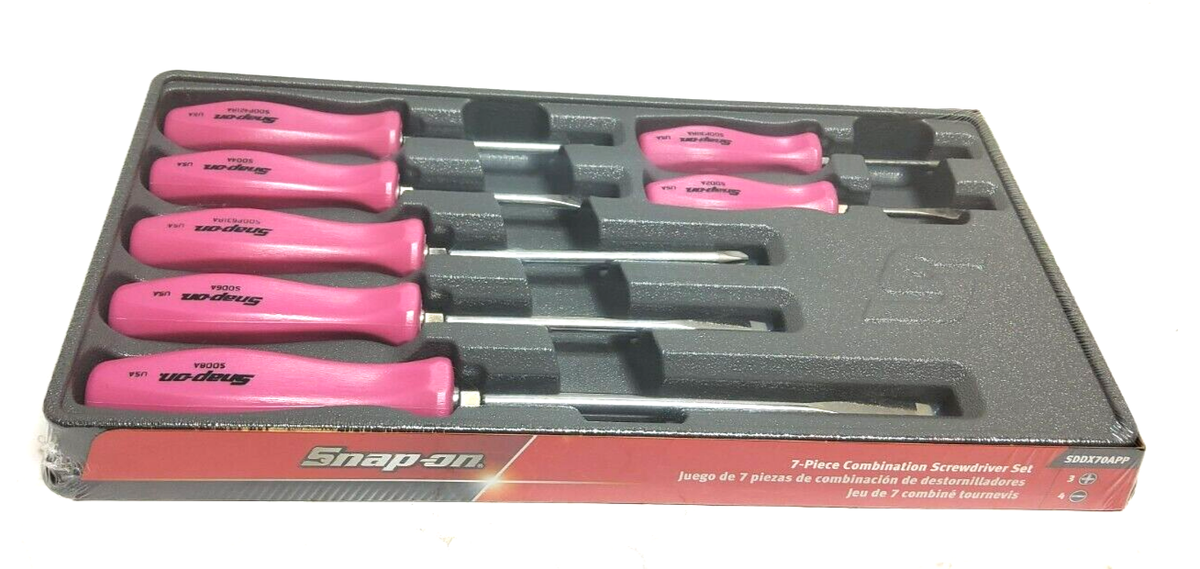 Snap-on Pearl Pink Hard Handled 7-piece Screwdriver Set SDDX70APP
