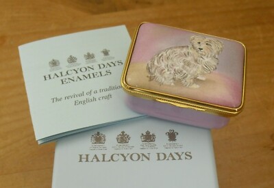 ''Halcyon Days Chrissy Wilson - ''''Tigerlily'''' Yorkshire Terrier Emaillebox - 1 7/8''