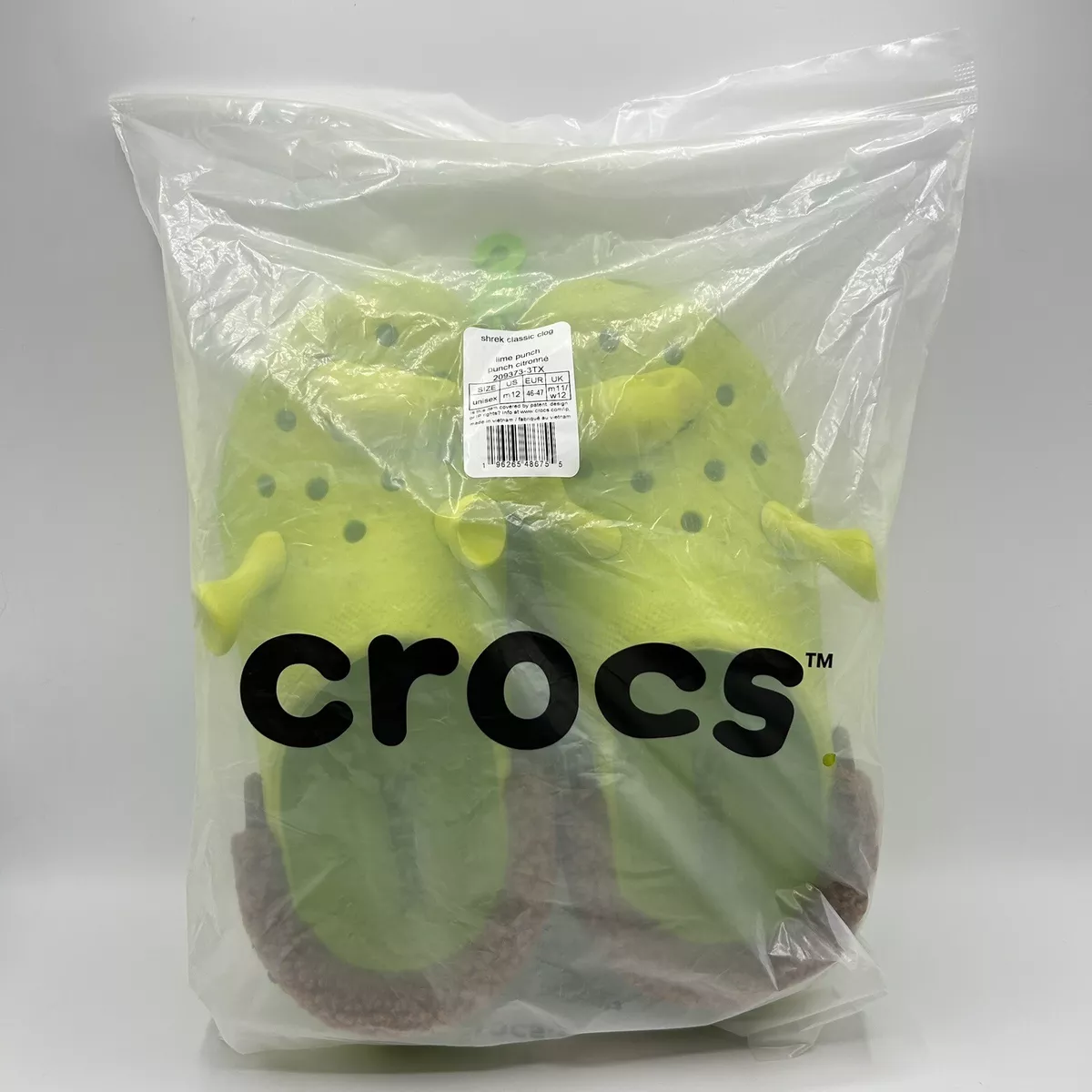  Crocs Unisex Classic Shrek Clogs, Lime Punch, 2 US Men