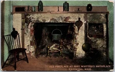 Haverhill Massachusetts, Old Fireplace at Poet Whittier's Birthplace, Postcard
