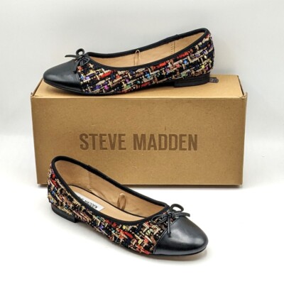 Steve Madden “Glossie” Festive Fun Multi Color Ballet Flats (Black/Multi)  NEW