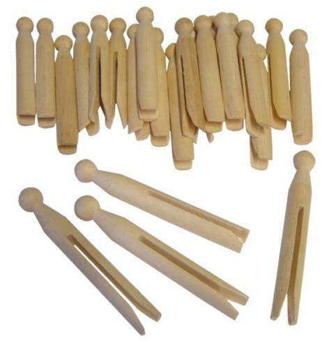 24 Traditional Natural Wooden Washing Line Clothes Laundry Dolly Pegs 11cm Long