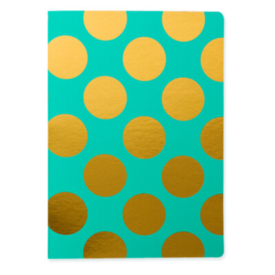 A5 Shimmer Teal Large Polka 192 Seiten hochwertiges cremefarbenes Papier 
