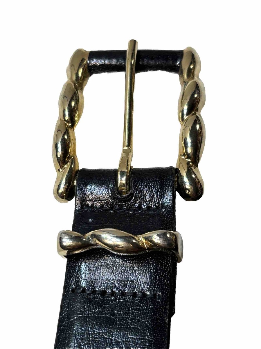 VTG Linda Allard Ellen Tracy Green Buffalo Calf Leather Belt Gold Buckle Small Ellen tracy leather belt - Gem main image 4