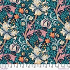 William Morris - Red House - Golden Lily in Teal - Cotton fabric