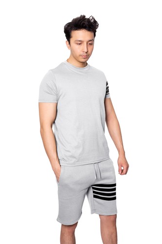 Mens Summer 2-Piece Outfit Set Short sleeve shirt & short set Sports top (2252) - Picture 7 of 14