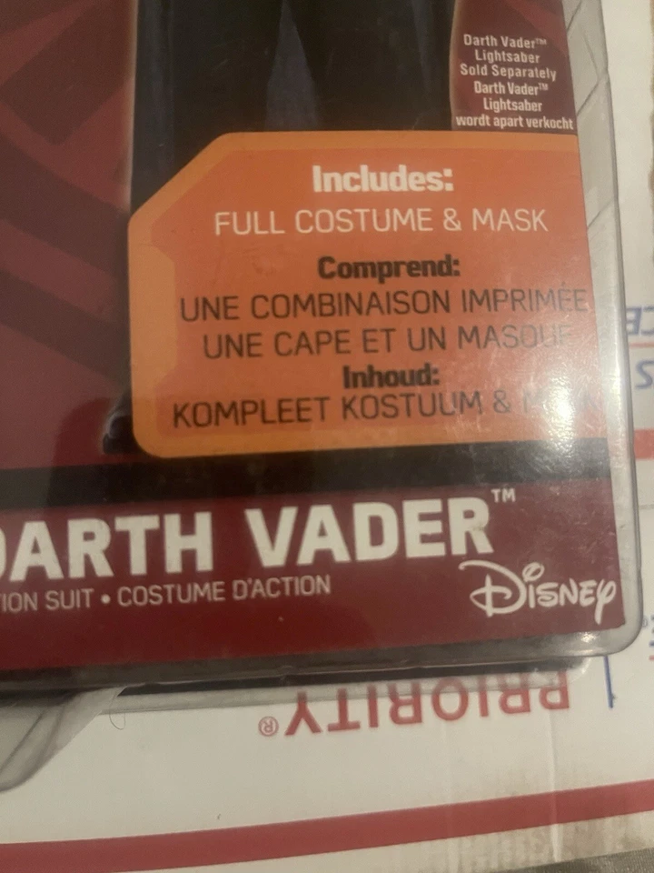 Disney Star Wars Darth Vader Full Costume & Mask 3-Pc Set Suit Size 8-10 Sealed - Image 4 of 4