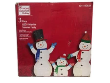 HOME ACCENTS Holiday 3-Piece LED Collapsible Snowmen Family