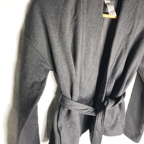IVIVVA by Lululemon Make it a Wrap Sweater Girls Size 12 Grey Fleece Thumbholes - Picture 4 of 9