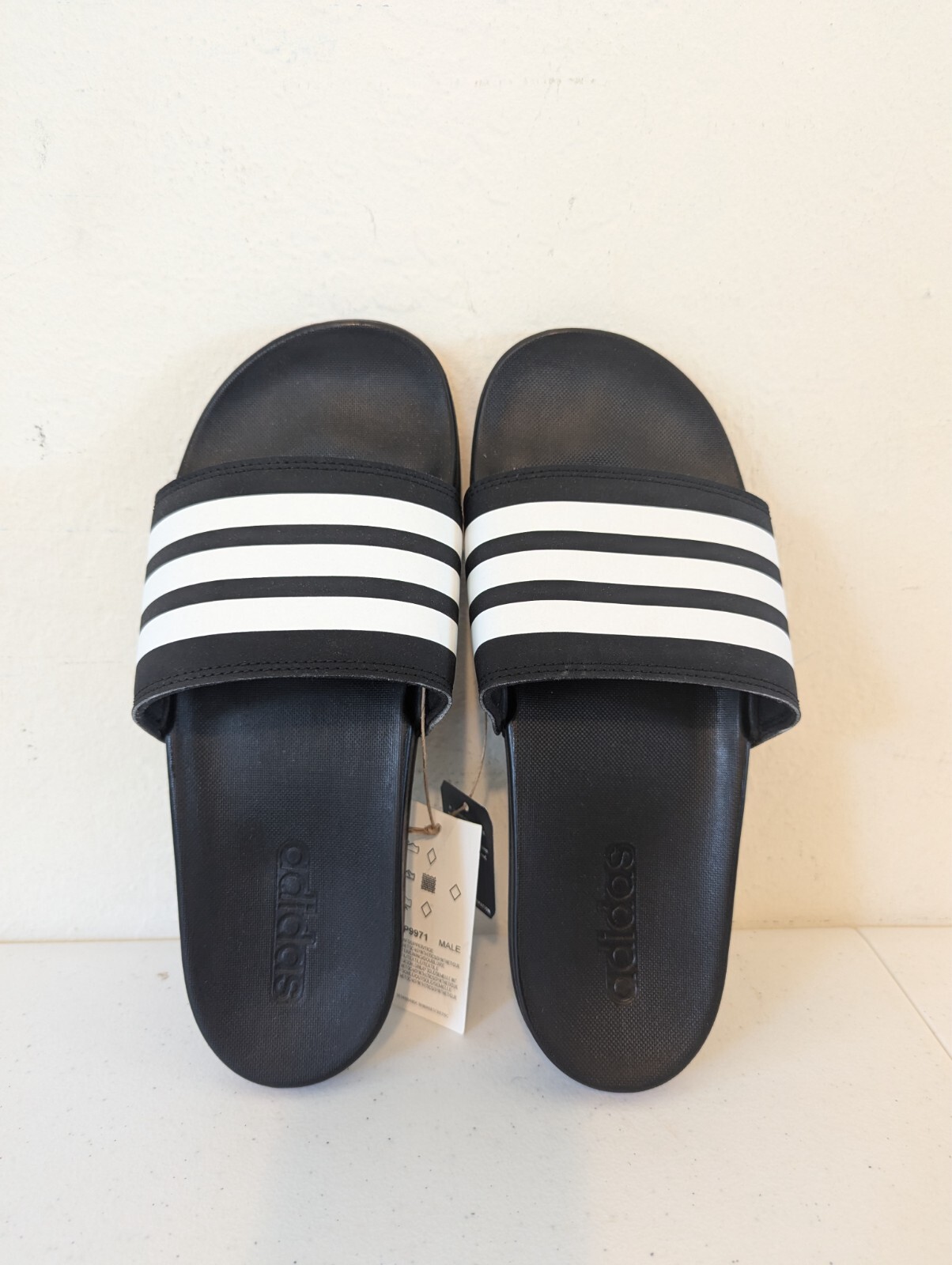 PANTOFOLA D’ORO Adidas Uomo Adilette Comfort Slides Nero e Core Bianco Taglia 7 Nuove