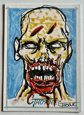 2015 The Walking Dead Sketch Card of a Walker by Chris Thorne