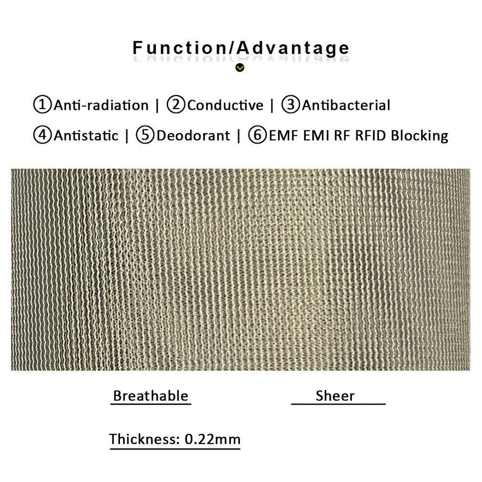 EMF Shielding Metal Fiber Fabric Anti Radiation RFID Blocking Sheer Mesh Cloth - Image 2 of 4