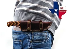 CUSTOM HAND MADE PURE LEATHER SHEATH FOR FIXED BLADE KNIFE AH 6