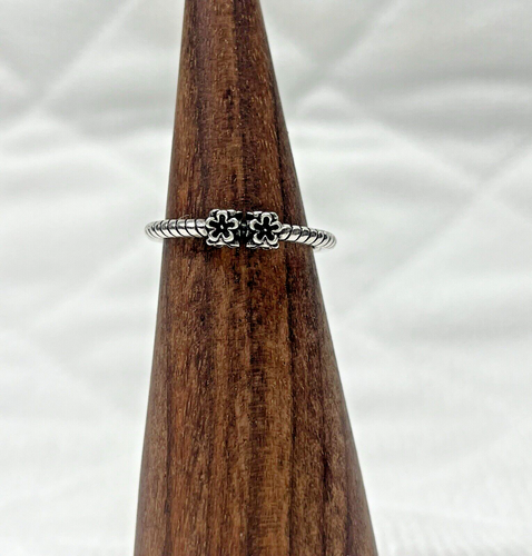 Thai Sterling Silver 925 Four Sided Double Flower Open Back Ring Sz 6 - Picture 2 of 10