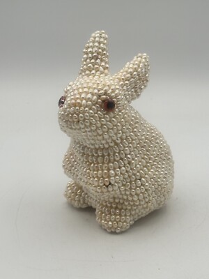 Rabbit Figure Covered In Freshwater Pearls With Glass Eyes Jiangsu China