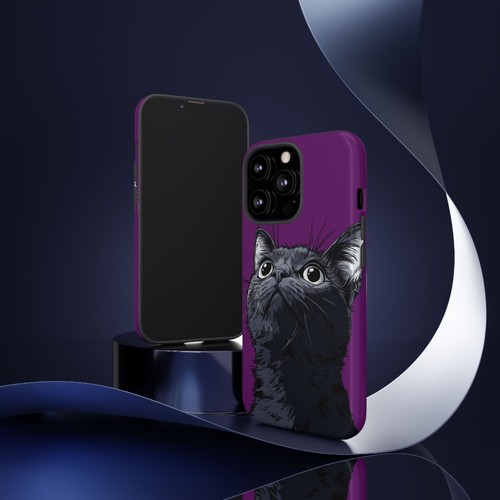 For iPhone | Samsung Galaxy | Pixel Phone Case - Black Cat Purple - Picture 99 of 255