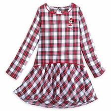 Disney Minnie Mouse Plaid Nightshirt Holiday Pajamas Girls 2 3 4 5/6 7/8 9/10