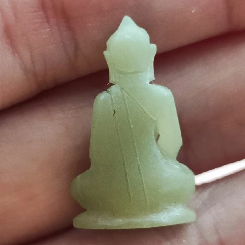 Phra Verde Jade Buda (brillo) LP Monja Wat Phutthamok Tallado Poder Amuleto Tailandés Raro Foto 4 de 4